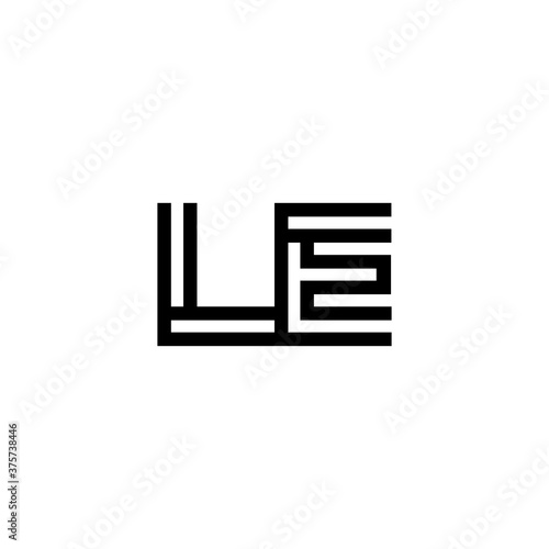 initial letter le line stroke logo modern