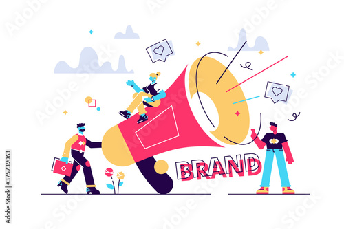Marketers with megaphone conducting brand 