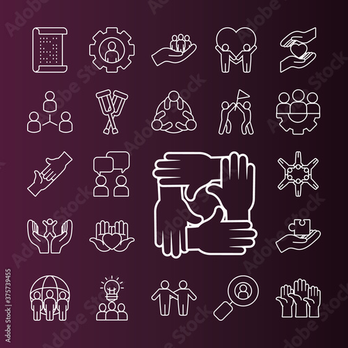 pictogram people and inclusion icon set, line style