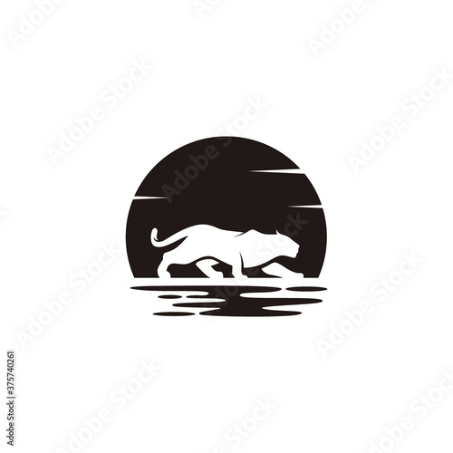 Silhouette of Jaguar Lion Panther Cheetah Tiger logo design vector