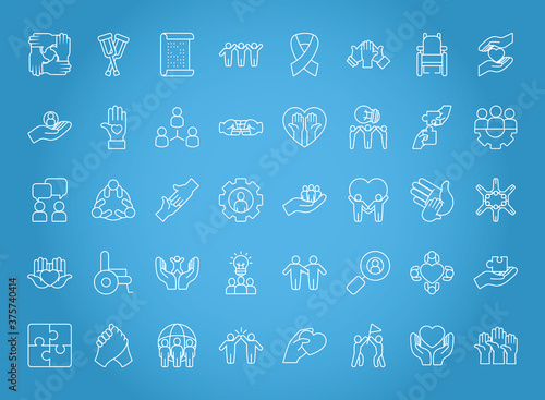 icon set of inclusion, line style