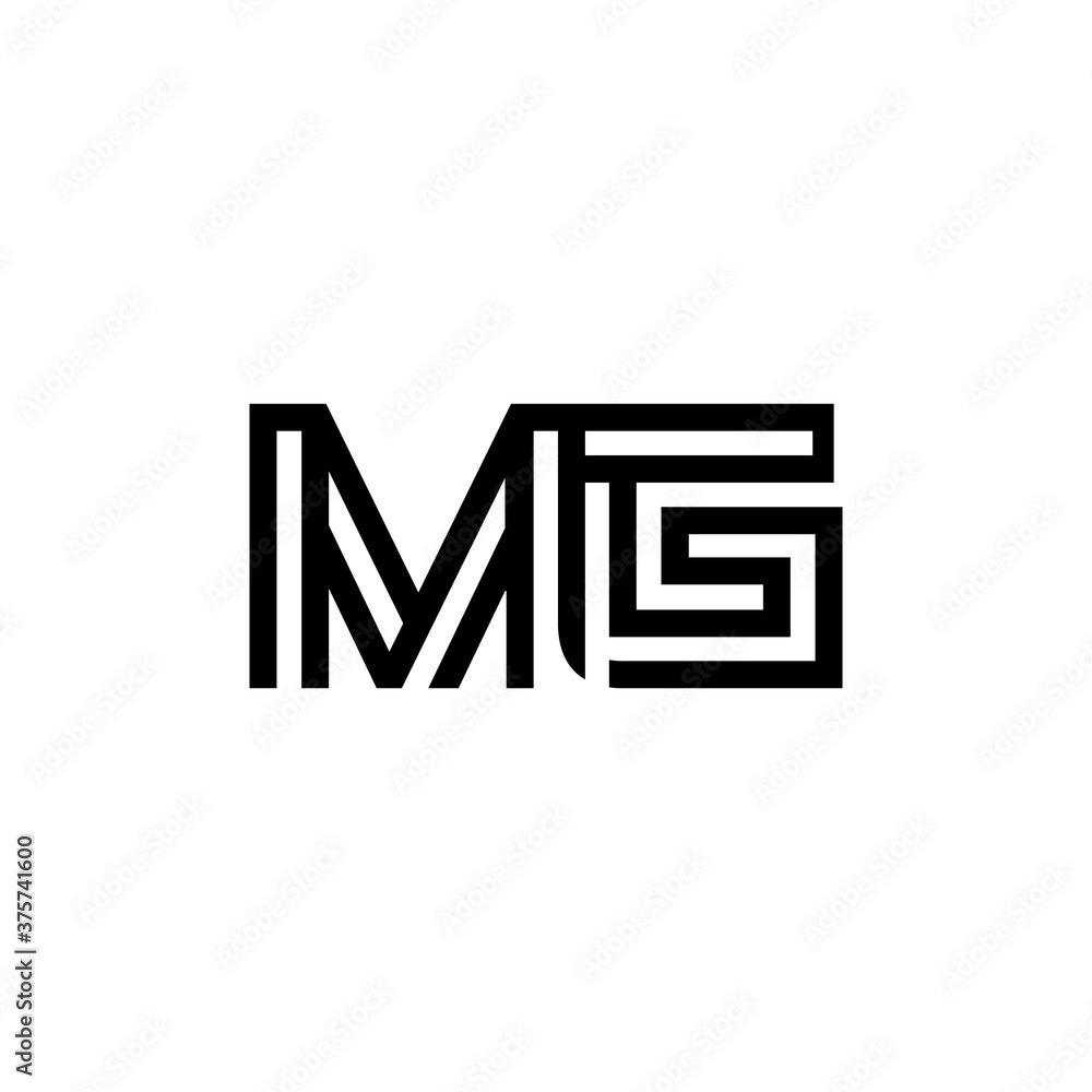 initial letter mg line stroke logo modern