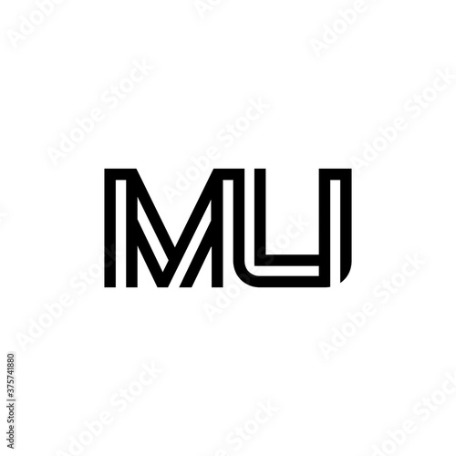 initial letter mu line stroke logo modern