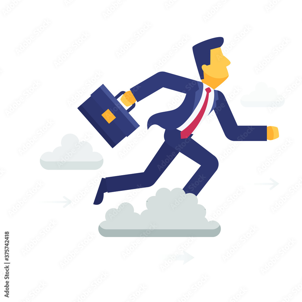 Business info graphic with businessman on cloud Business info graphic with businessman on cloud
