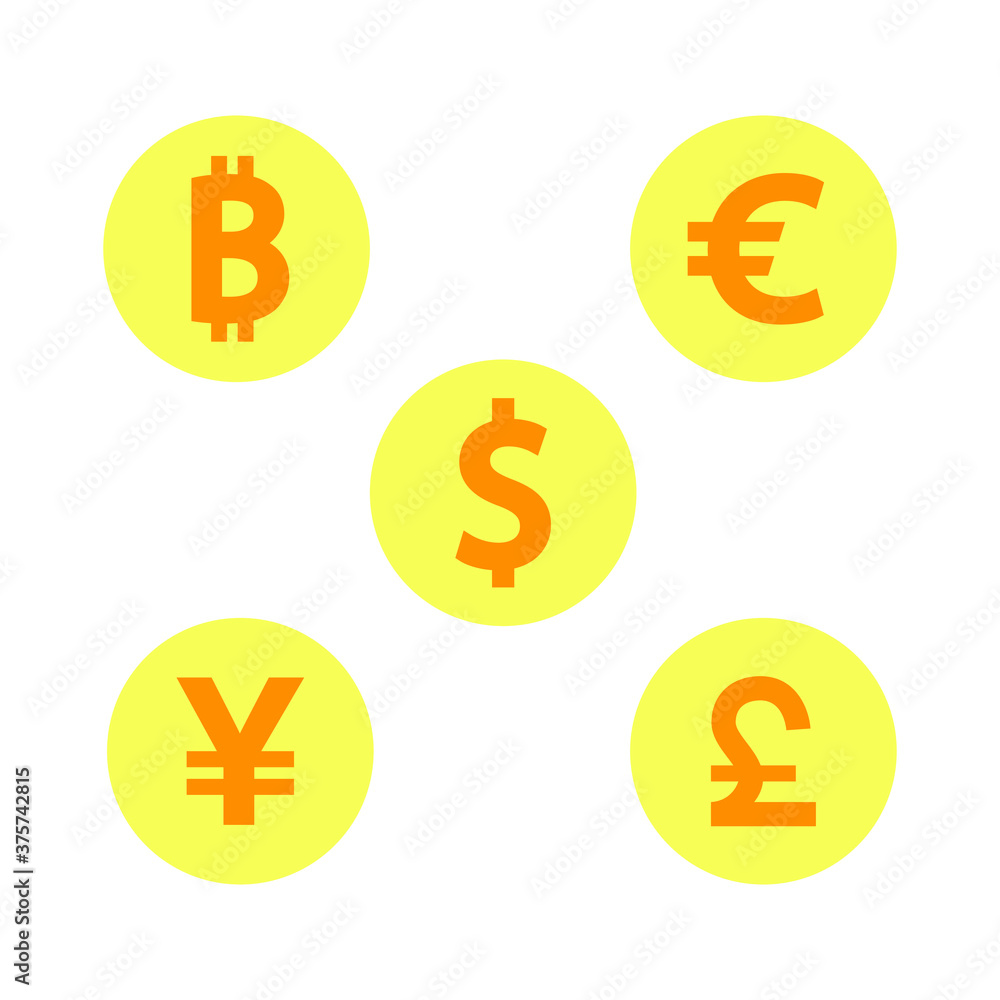 Money currency coin set Money currency coin set