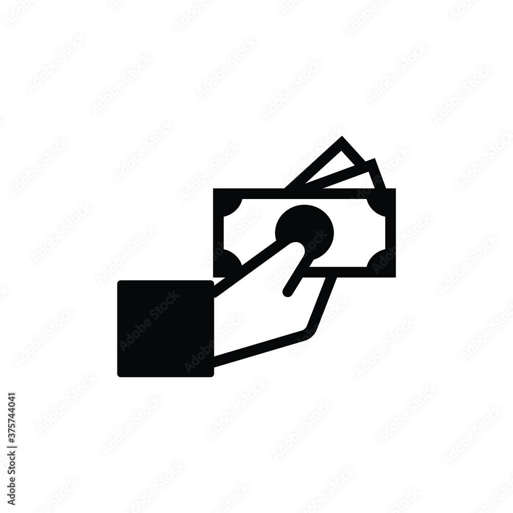 Banknote in hand icon vector on white background, simple sign and symbol. Banknote in hand icon vector on white background, simple sign and symbol.