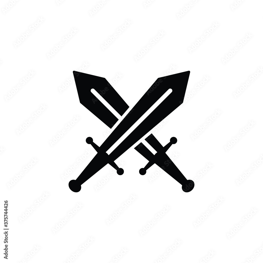 Crossed sword icon vector on white background, simple sign and symbol. Crossed sword icon vector on white background, simple sign and symbol.
