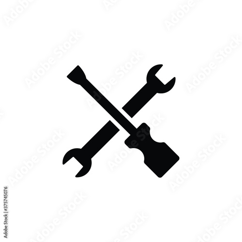 Wrench and screwdriver icon vector on white background, simple sign and symbol.