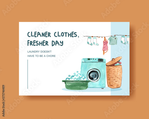 Facebook template with daily life design for advertise and marketing online watercolor illustration