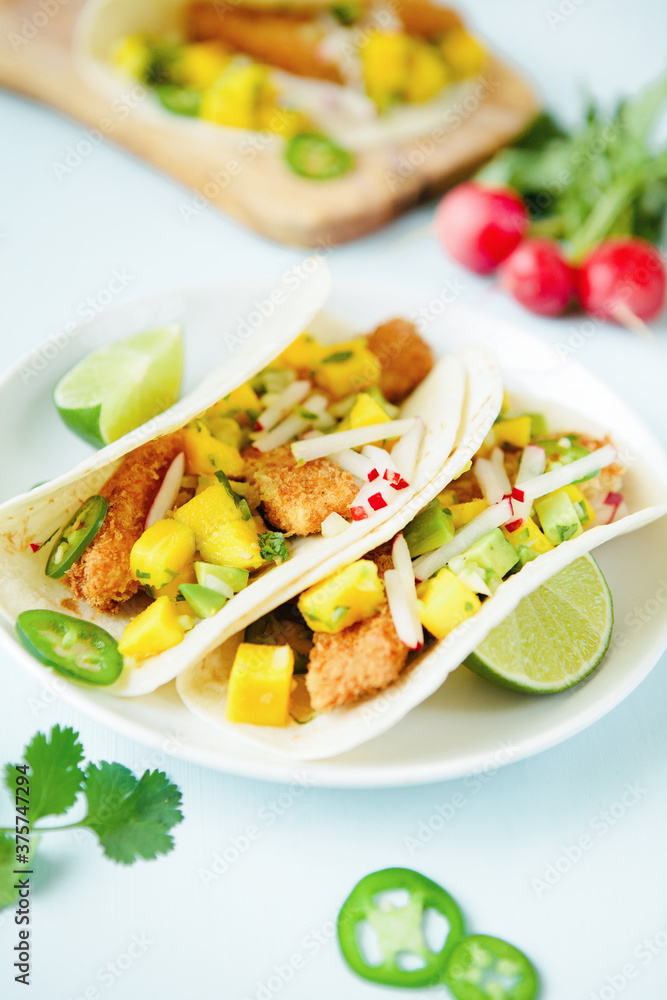 Fish tacos with mango salsa Fish tacos with mango salsa