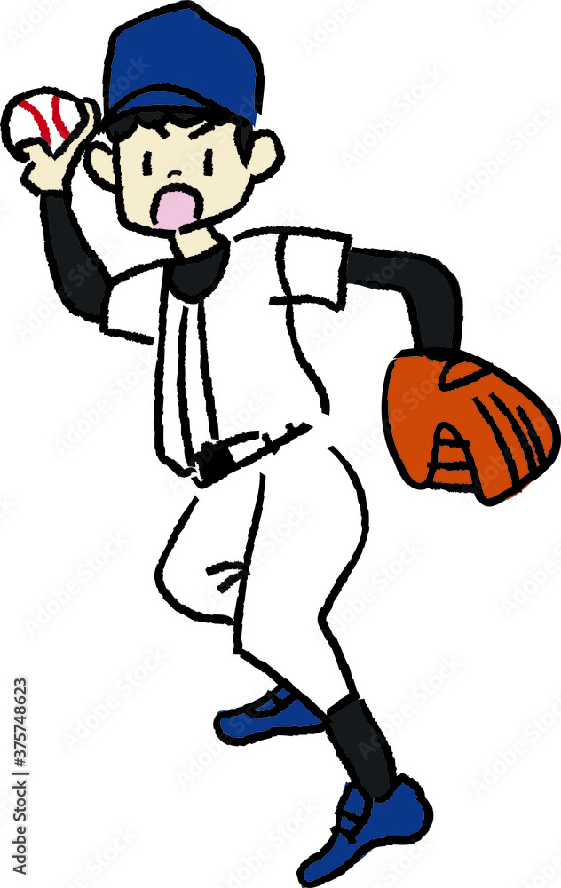 野球でボールを投げる男の子のイラスト