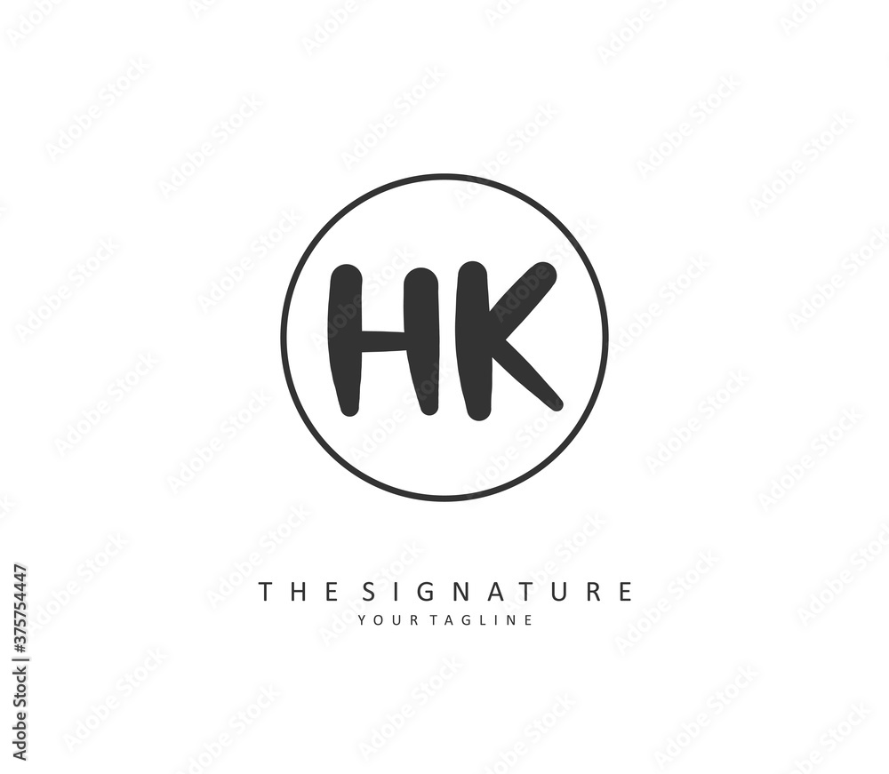 H K HK Initial letter handwriting and signature logo. A concept handwriting initial logo with template element. H K HK Initial letter handwriting and signature logo. A concept handwriting initial logo with template element.