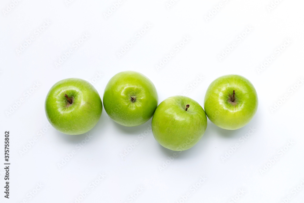 Green apples on white background. Copy space Green apples on white background. Copy space
