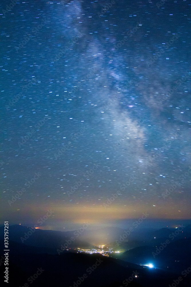 Milky way over the city, stars Milky way over the city, stars