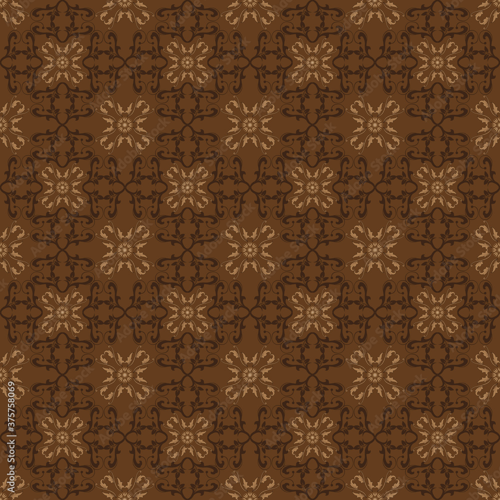 custom made wallpaper toronto digitalBeautiful flower motifs on Central Java batik design with elegant dark brown color design.