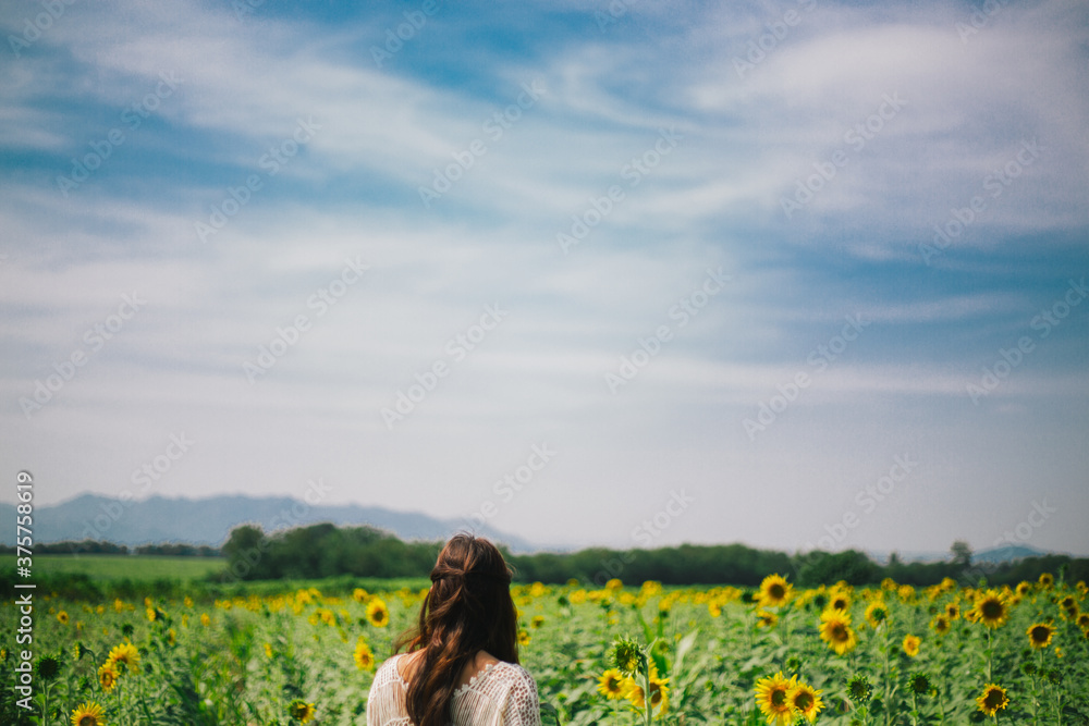 Woman in the sunflower field. Woman in the sunflower field.