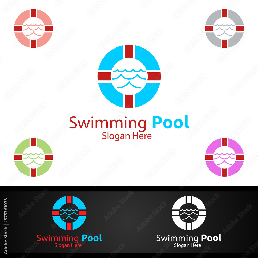 Swimming Pool Service Logo with Cleaning Pool and Maintenance Concept Swimming Pool Service Logo with Cleaning Pool and Maintenance Concept