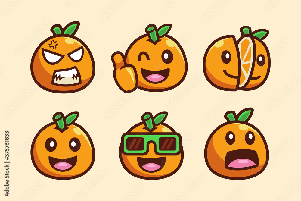 orange fruit cartoon character collection set orange fruit cartoon character collection set