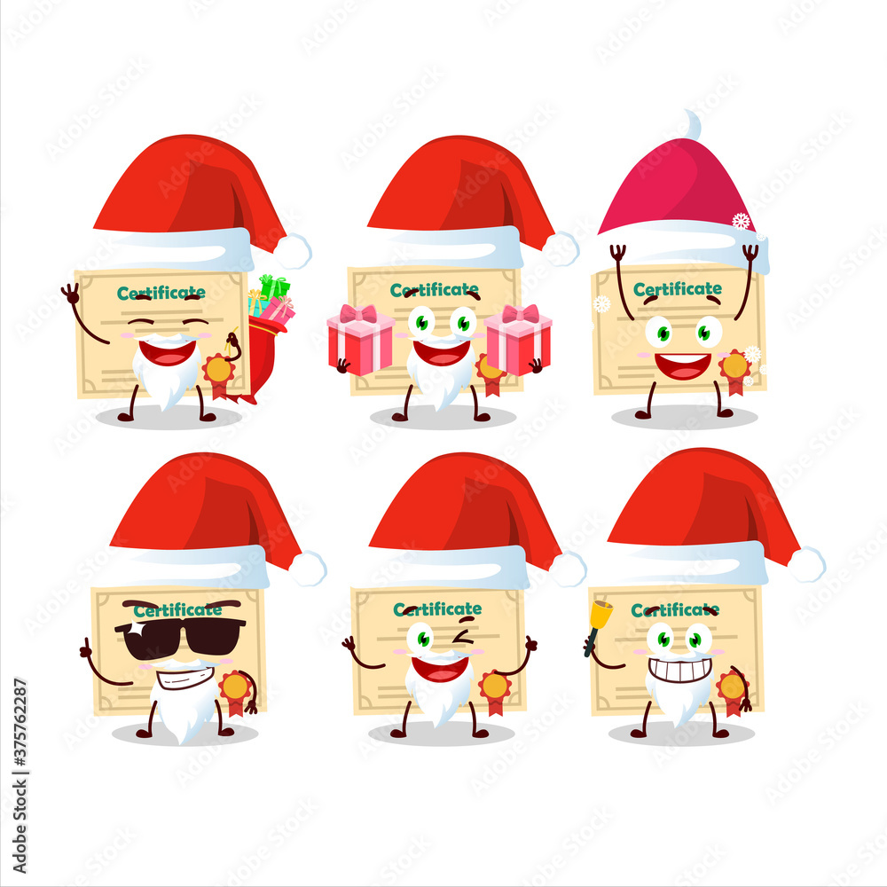 Santa Claus emoticons with certificate paper cartoon character Santa Claus emoticons with certificate paper cartoon character