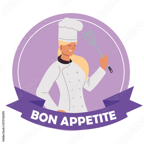 logo of woman chef with uniform