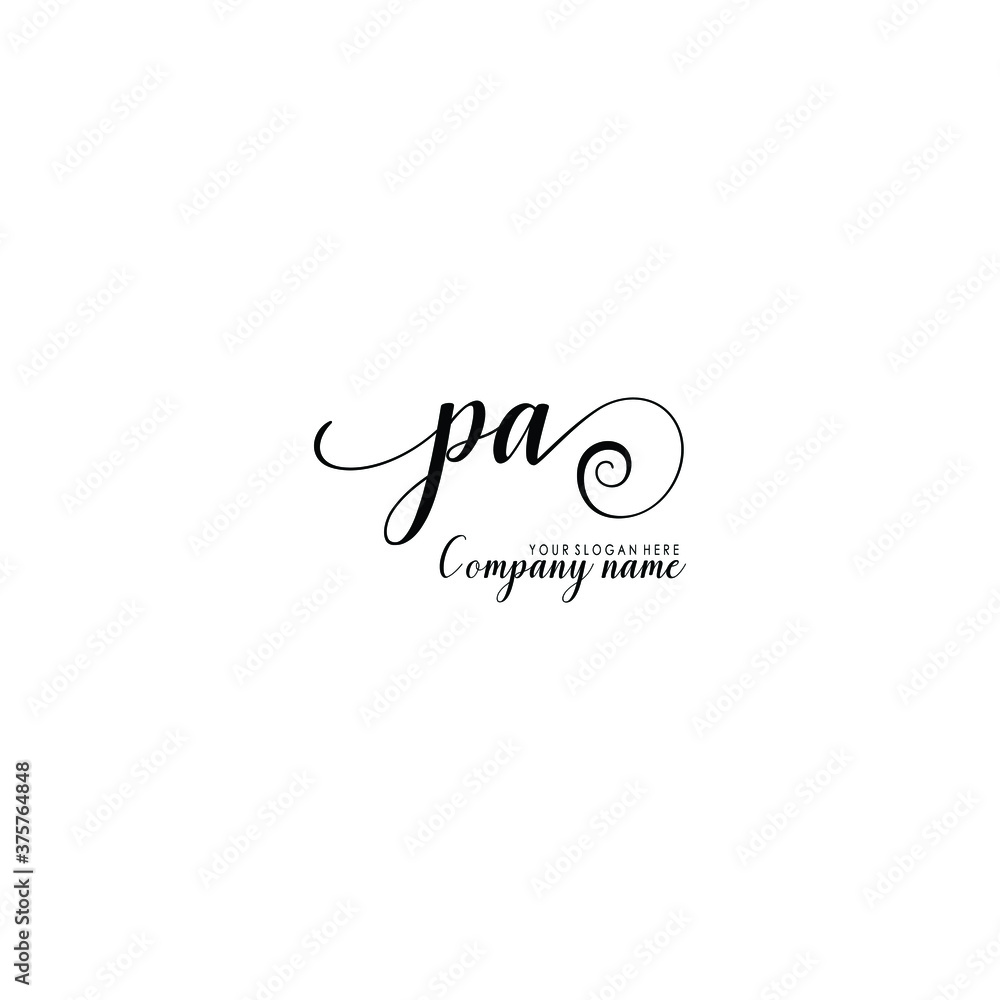 PA Initial handwriting logo template vector