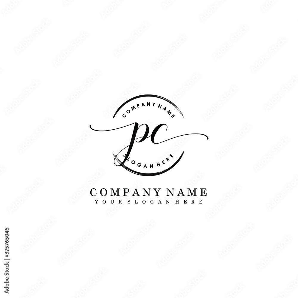 Fototapeta premium PC Initial handwriting logo template vector