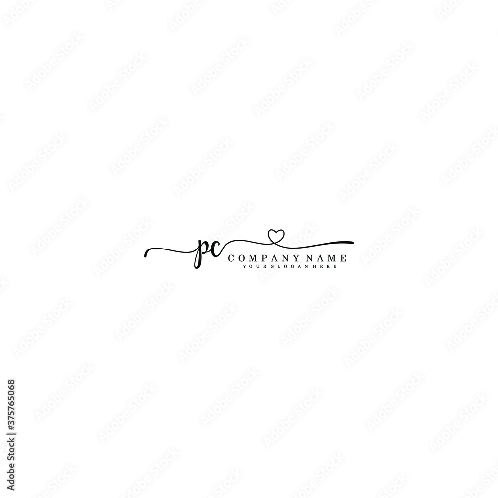 PC Initial handwriting logo template vector PC Initial handwriting logo template vector