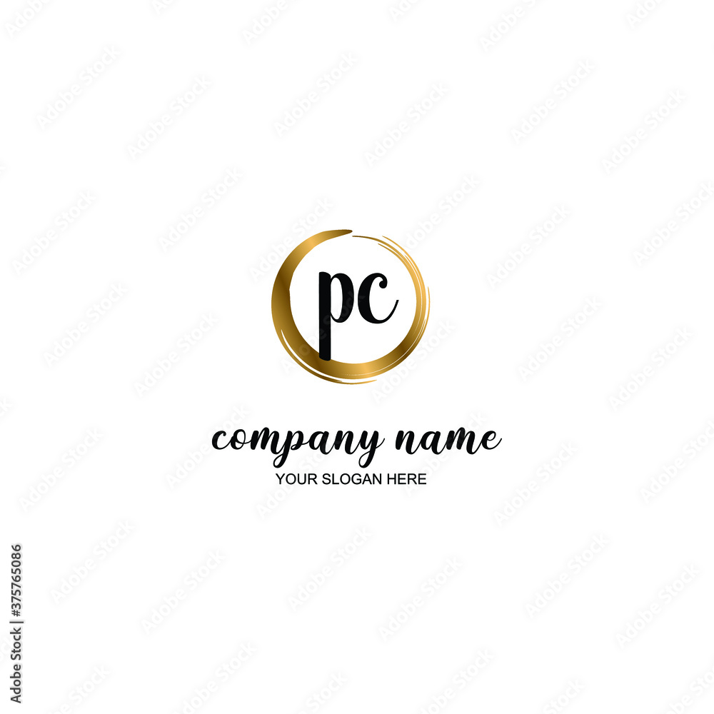 PC Initial handwriting logo template vector PC Initial handwriting logo template vector