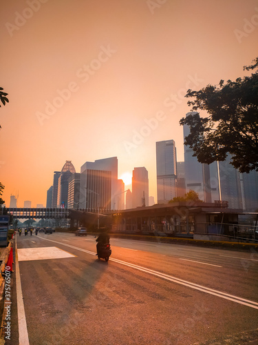 city at sunrise, Jakarta, Indonesia
