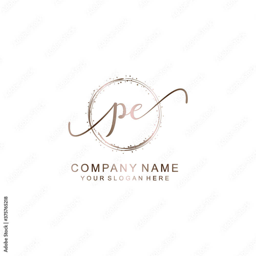PE Initial handwriting logo template vector PE Initial handwriting logo template vector