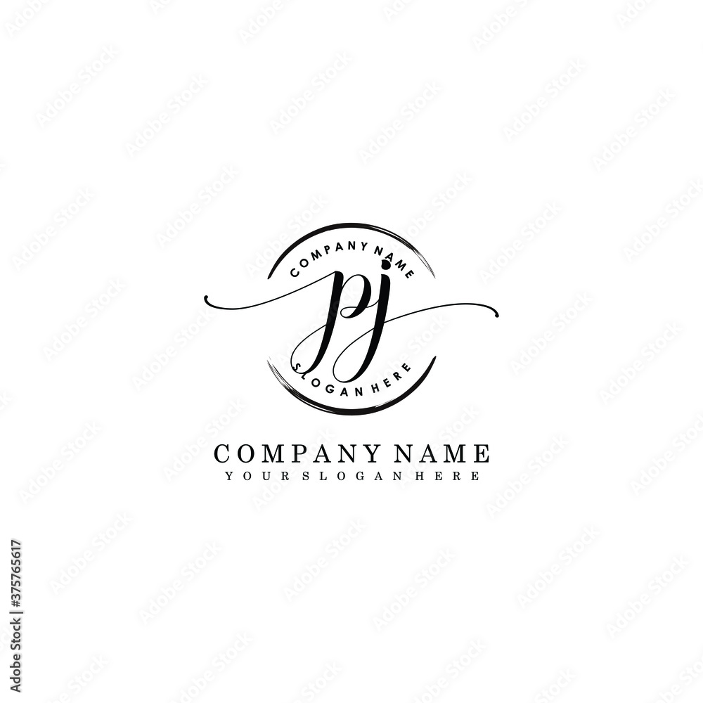 PJ Initial handwriting logo template vector PJ Initial handwriting logo template vector
