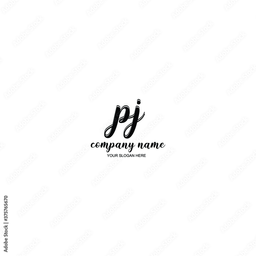 PJ Initial handwriting logo template vector PJ Initial handwriting logo template vector