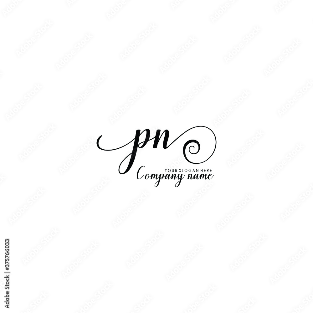 PN Initial handwriting logo template vector