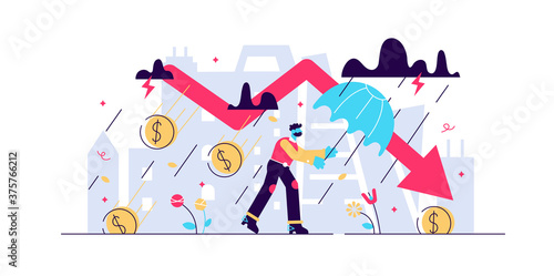 Recession financial storm concept, tiny
