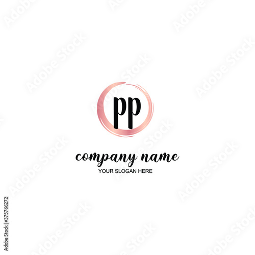 PP Initial handwriting logo template vector