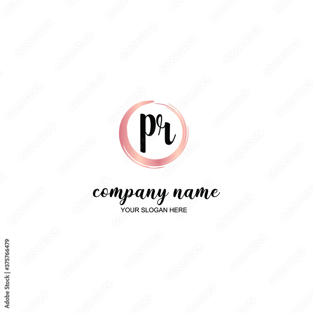 PR Initial handwriting logo template vector