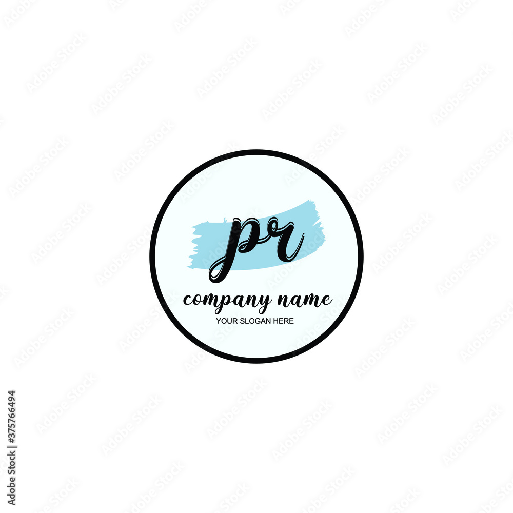 PR Initial handwriting logo template vector PR Initial handwriting logo template vector