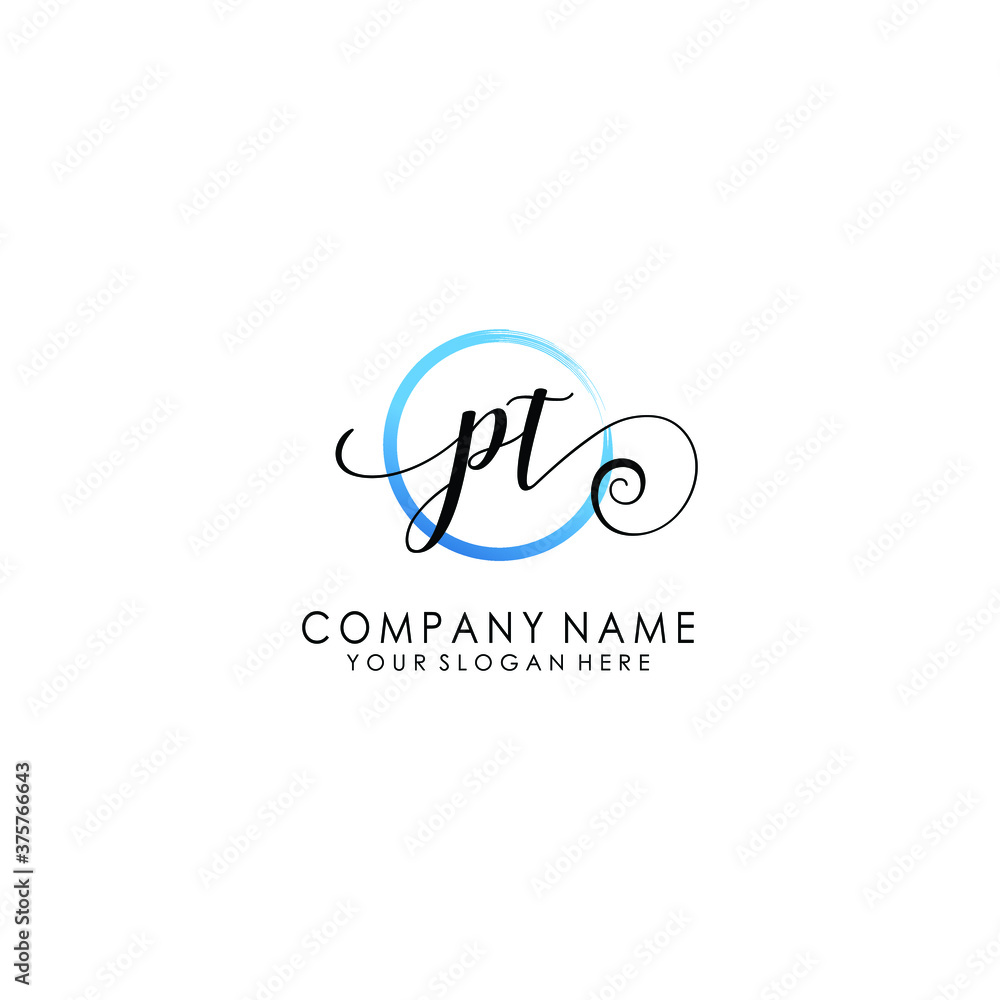 PT Initial handwriting logo template vector PT Initial handwriting logo template vector