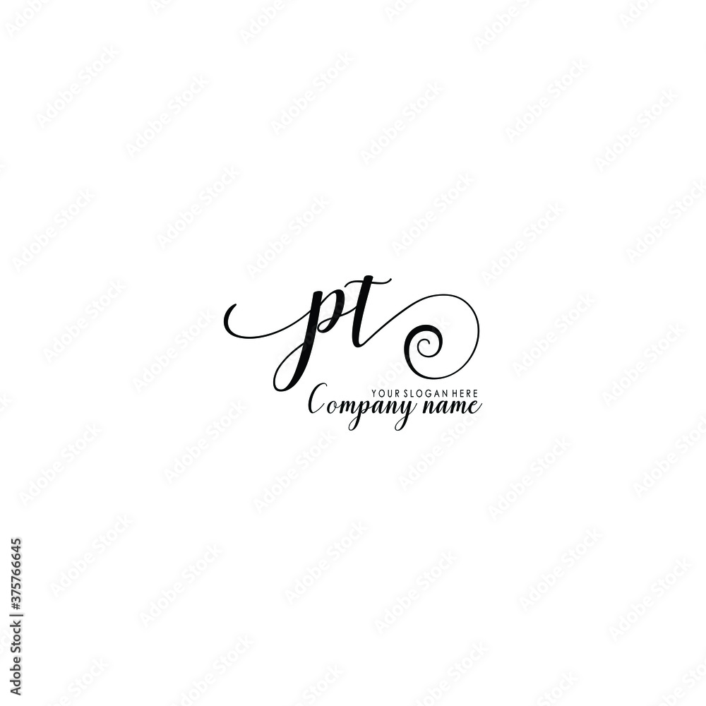 PT Initial handwriting logo template vector