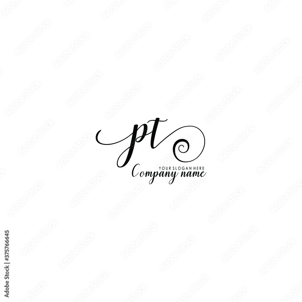 PT Initial handwriting logo template vector PT Initial handwriting logo template vector