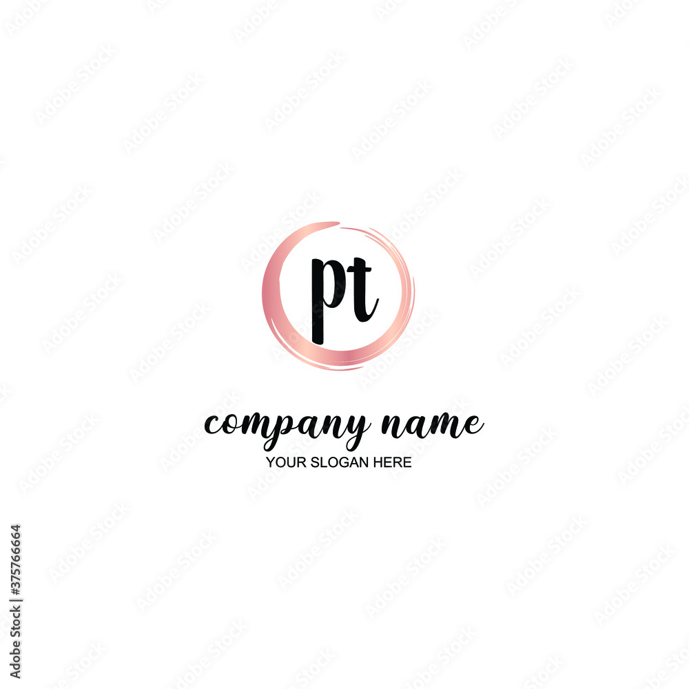 PT Initial handwriting logo template vector PT Initial handwriting logo template vector