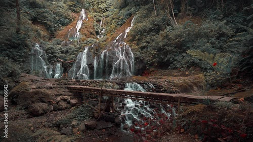 Pucak Manik Waterfall is one of the most beautiful waterfalls in Bali located north of Lake Buyan. Indonesia. 4K photo