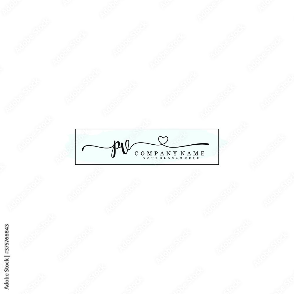 PV Initial handwriting logo template vector PV Initial handwriting logo template vector
