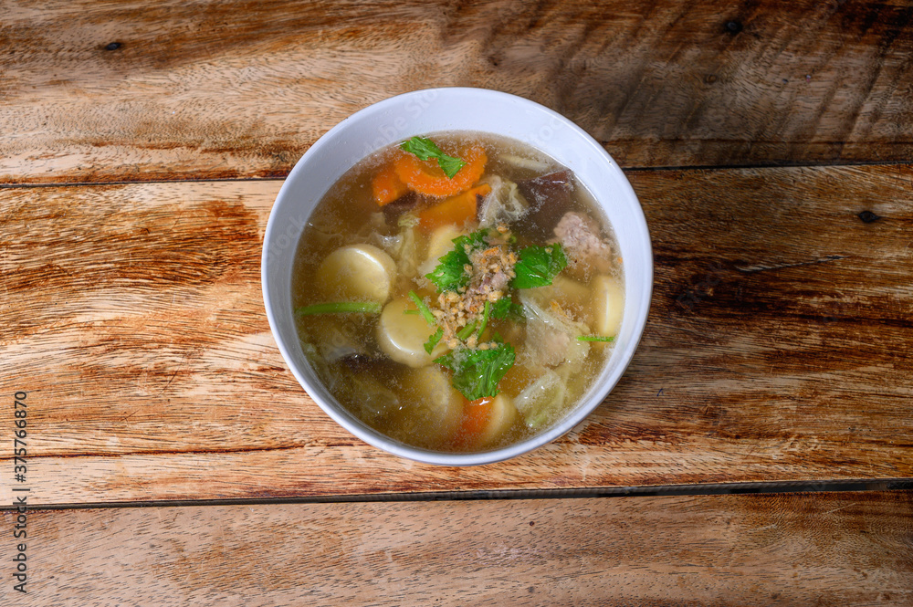Clear Soup with Tofu and Minced Pork Clear Soup with Tofu and Minced Pork
