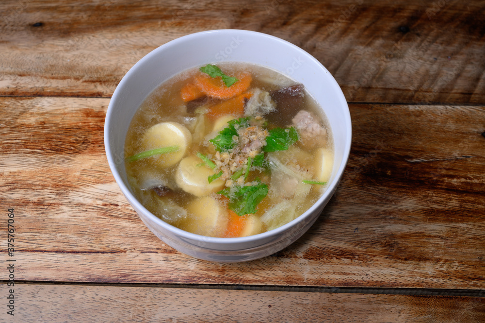 Clear Soup with Tofu and Minced Pork Clear Soup with Tofu and Minced Pork
