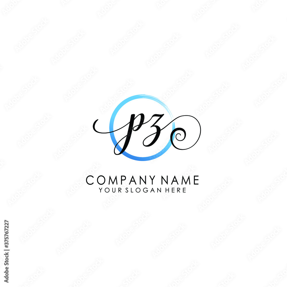 PZ Initial handwriting logo template vector PZ Initial handwriting logo template vector
