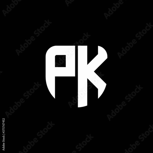 pk logo monogram with circular shape shield design template