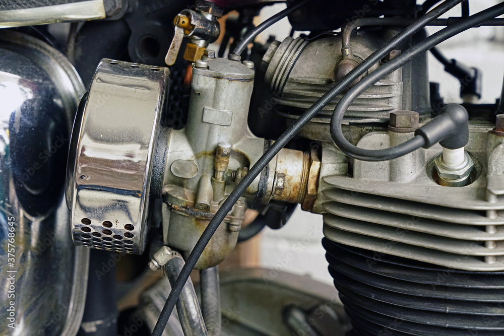 Obraz premium motorcycle engine closeup