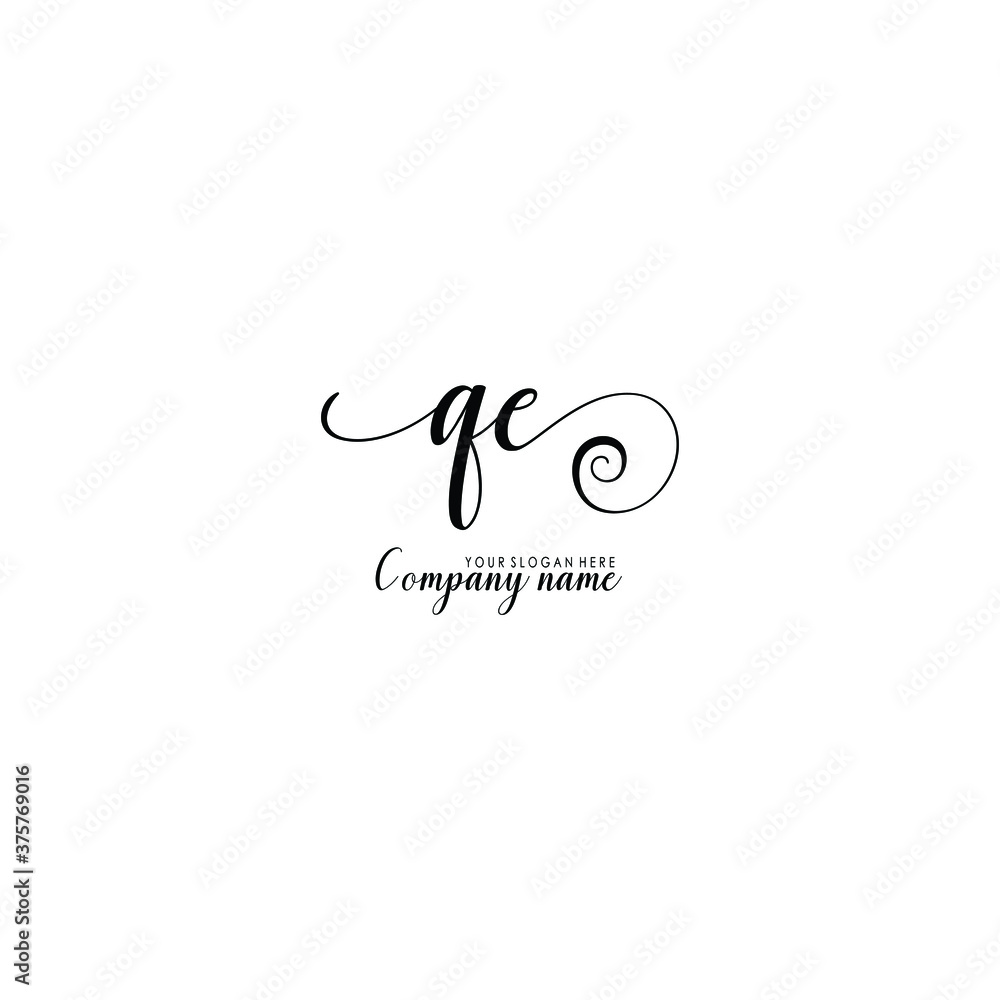 QE Initial handwriting logo template vector