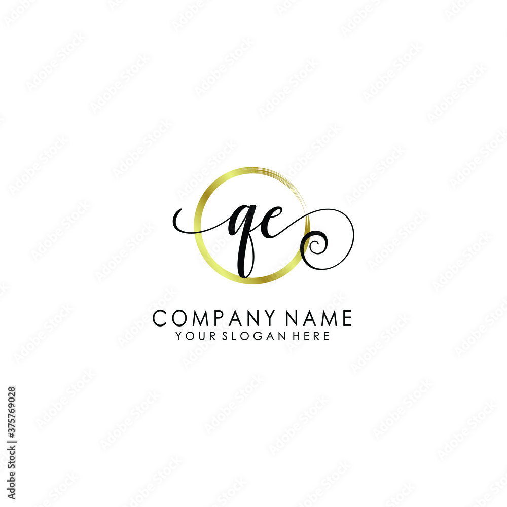QE Initial handwriting logo template vector
